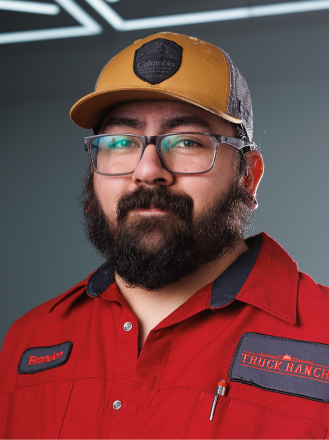 Service Technician Brandon Riojas in Truck Ranch Garage at Truck Ranch